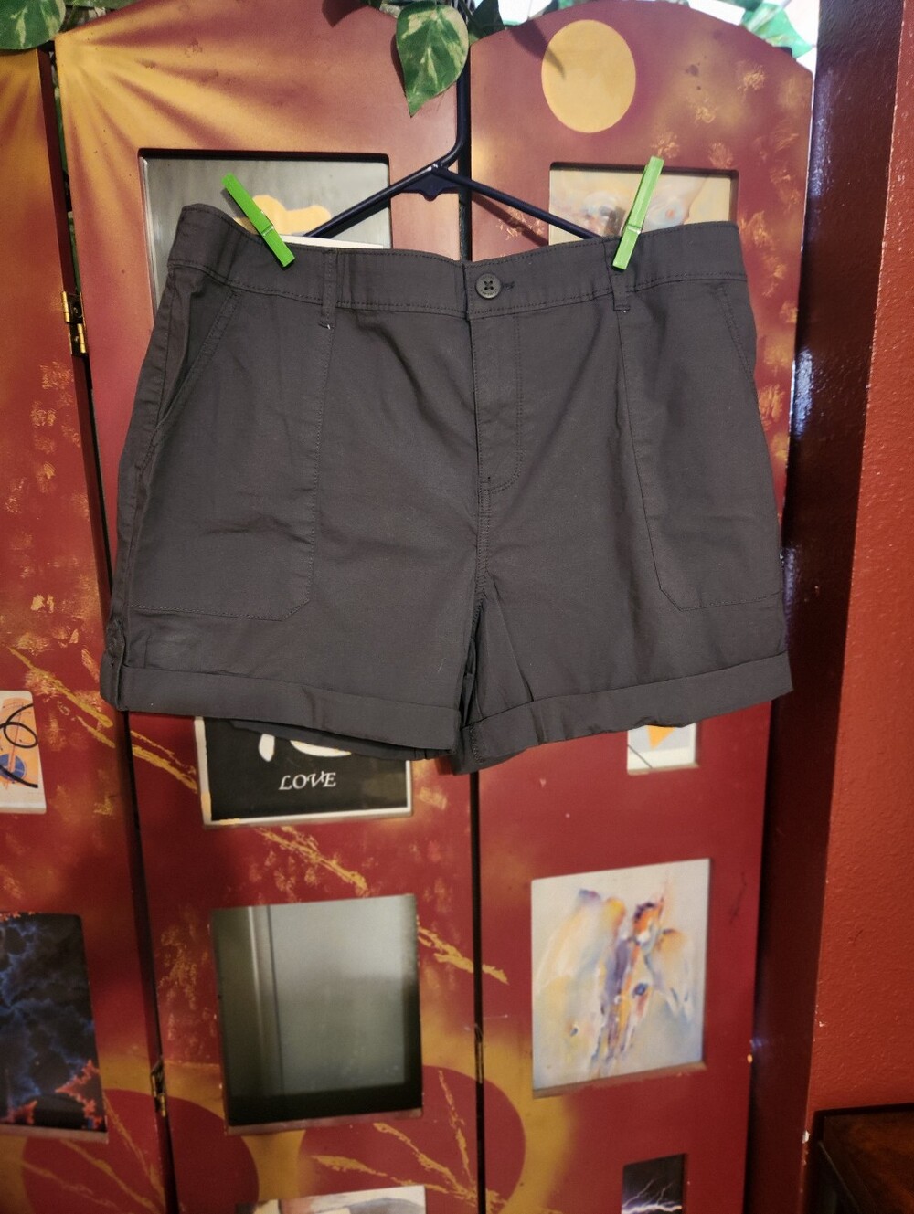 Sanctuary Gray Poplin Roll Tab Shorts XXL NWT